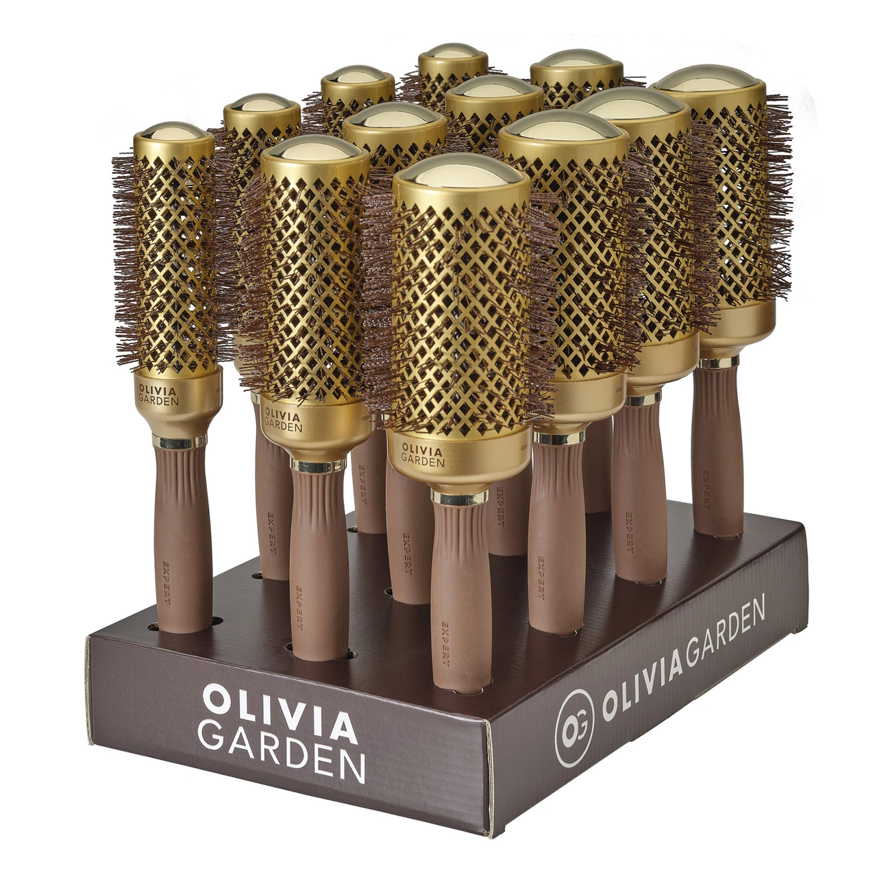Olivia Garden Expert Blowout Shine - Wavy Bristles Gold & Brown - Display 12pcs