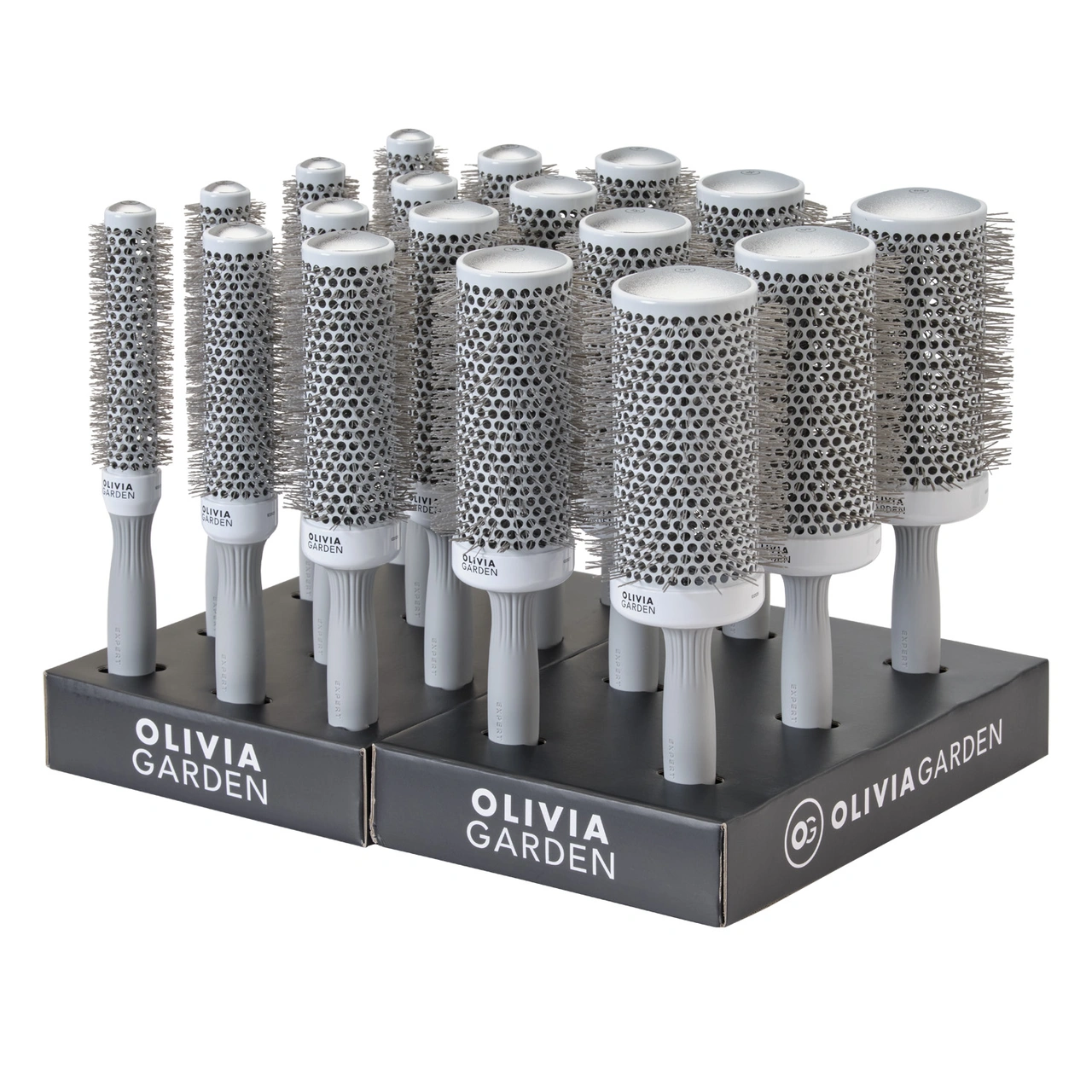 Olivia Garden Expert Blowout Speed - Wavy Bristles White & Grey - Display 18pcs